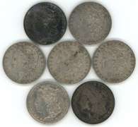 7 Different Morgan Silver Dollars 1878-S to 1891-O