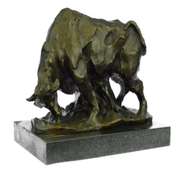 Large Abstract Modern Art Charging Bull Bronze Sculpture Marble Base Figurine