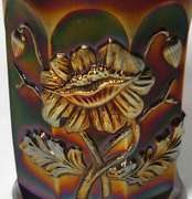 4 Fluorescent Red Crystal Glasses with flowers details