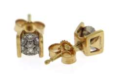 Simple Yellow Gold Diamond Cluster Stud Earrings