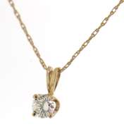 Classic 14kt YG Round Diamond Solitare Necklace