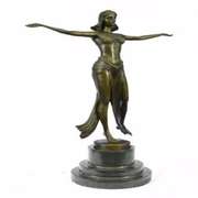 Belly Dancer Bronze Figurine on Marble Base Sculpture