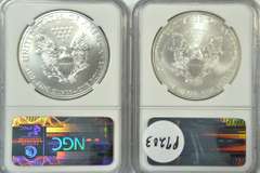 2011 (S) & 2013 (S) $1 Silver Eagle coins. NGC MS69