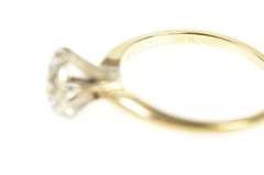 14K Yellow Gold Retro Classic Diamond Halo Promise Cluster Ring