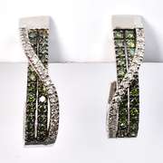 Unique Green & White Diamond Earrings