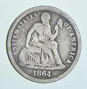 1864-S Seated Liberty Dime
