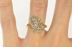 14K Yellow Gold 1.78 Ctw Wavy Diamond Cluster Cocktail Ring