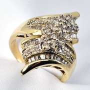 Flashy Cluster of Round & Baguette Diamonds