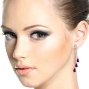 Solid White Gold Chandelier Earrings Diamond & Amethyst Certified
