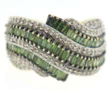 Stunning 14kt YG IR Green Baguette & Diamond Ring