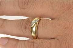 10K Yellow Gold Three Stone Men's Diamond Wedding Band Ring