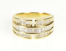 18K Yellow Gold Flashy Diamond Baguette Fashion Graduated Ring
