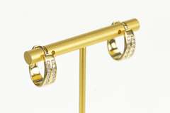 14K Yellow Gold 0.50 Ctw Diamond Channel Oval Statement Hoop Earrings