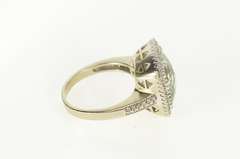 10K White Gold Prasiolite Faceted Cushion Diamond Halo Ring