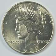 Very Choice BU 1935 Peace Silver Dollar. Better date