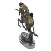 Native American Indian Riding Horse Bronze Sculpture