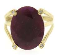 Charming Treated Ruby w Diamond Accent Ring