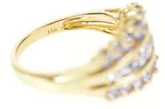 14K Yellow Gold Tiered Row Tanzanite Graduated Statement Band Ring