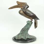 Coastal Shorebird Bronze Sculpture on Marble Base Statue
