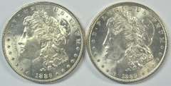 Fresh Choice BU 1886 and 1889 Morgan Silver Dollars