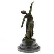 Egyptian Dancer Bronze Sculpture on Marble Base Statue