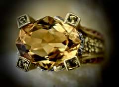 Fabulous 14K Citrine, Ruby, & Diamond Ring