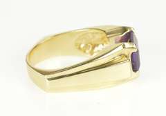 14K Yellow Gold Emerald Cut Amethyst Diamond Accent Fashion Ring