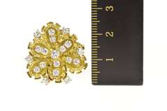 18K Yellow Gold 1950's Diamond Petal Diamond Cluster Cocktail Ring