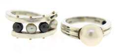 Set of 2 Pearl Sterling Silver Rings