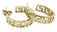 Fabulous Greek Key Hoop Yellow Gold Earrings