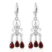 Solid White Gold Love Is Patient Garnet Diamond Earrings