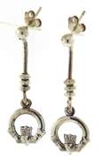 Sterling Silver Claddaugh Dangle Earrings