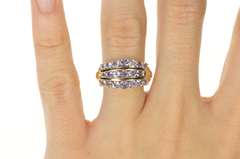 14K Yellow Gold Tiered Row Tanzanite Graduated Statement Band Ring