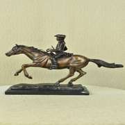 Soldier on Horse Bronze Statue on Marble Base Sculpture