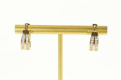 14K Yellow Gold 0.50 Ctw Diamond Channel Oval Statement Hoop Earrings