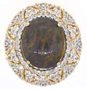 Captivating Enormous 28.64 CTS Ruby & White Sapphire Ring in Vermeil