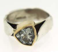 Sterling Silver White Topaz Trillion Ring