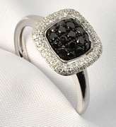 Dramatic B&W Diamond Ring in 14K White Gold