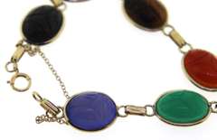 Sterling Silver Multi Stone Scarab Bracelet