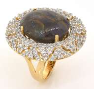 Captivating Enormous 28.64 CTS Ruby & White Sapphire Ring in Vermeil