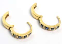 Sapphire & Diamond Hoop Earrings, 18KT