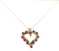 Lovely Ruby & Diamond Accent Open Heart Necklace