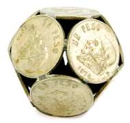 Vintage Mexican 12 Coin Paperweight