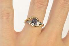 14K White Gold Two Tone Syn. Alexandrite Diamond Swirl Ring