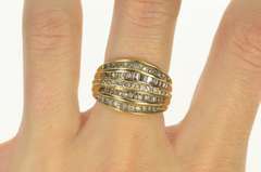 10K Yellow Gold Diamond Encrusted Tiered Statement Band Ring
