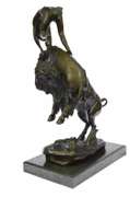 Buffalo and Horse Bronze Sculpture