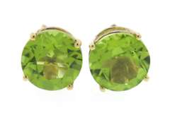 Nice Yellow Gold 8mm Peridot Stud Earrings