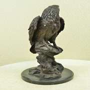 Flying Fishing Bald Eagle Patriotic Bronze Statue