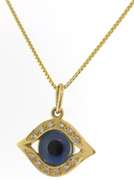 Beautiful CZ Evil Eye Yellow Gold Necklace