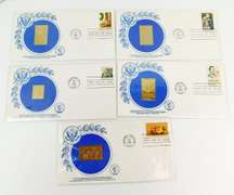 5 Christmas 1st Day Covers & 23KT Gold Foil Stamps